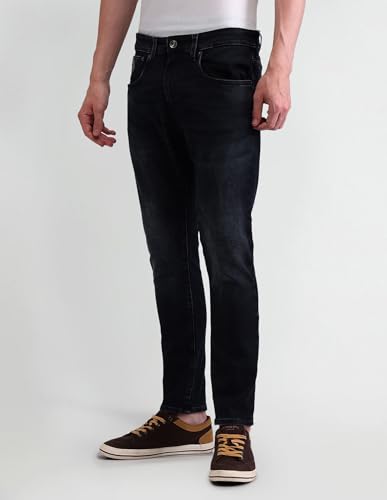 Image of US Polo Association Men's Blue Solid Mid Rise Light Button Slim Jeans (UDJEN1367 Blue 30)