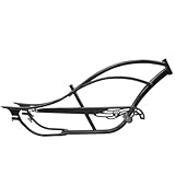 MICARGI Bronco Pro 26-in Stretch Cruiser Bike Frame,Hi-Ten Steel Frmae Suitable for Coast Brakes, Disc Brakes & 7-Speed Braking Systems(Black)