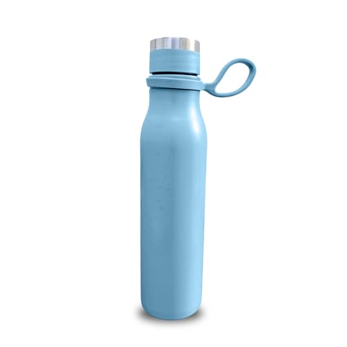 Termo al vacío para bebidas calientes, botella aislada a prueba de fugas, sin sudor, para gimnasio, correr y viajar, botella pequeña de café y té (azul claro)