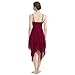 AFAVOM Lyrical Dance Dress for Women Adult Contemporary Dance Costume Solid Halter Spaghetti Straps Asymmetric Flowy Chiffon Dress Handkerchief Skirt Lyrical Dancewear Wine Red X-Small