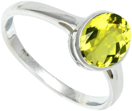 SILVERNROCK Lemon Quartz Lab Grown Gemstone Silver plated Meditation Ring Handma