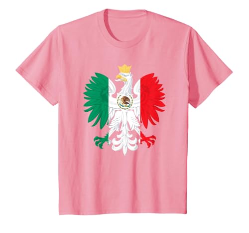 Mexican Polish Flag Eagle Mexico Poland Polska Heritage T-Shirt, Youth, Pink, 4T