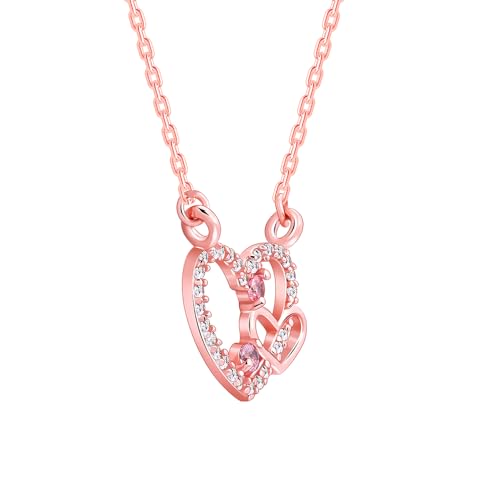 Image of GIVA 925 Silver Rose Gold Double the Love Necklace| Pendant to Gift Women & Girls | With Certificate of Authenticity and 925 Stamp | 6 Months Warranty