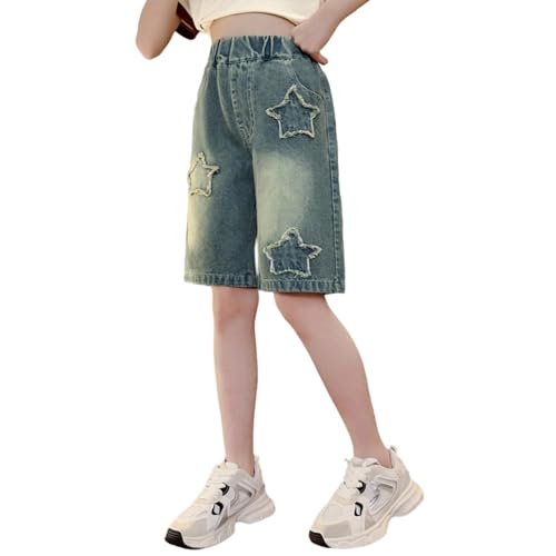 Short En Jeans Fille Girls Shorts D'été Bermudas Baggy Y2k Taille Élastiquée Pantalon D'été Respirant Coupe Classique Stretch Décontractée Ample Mode Avec Poches...