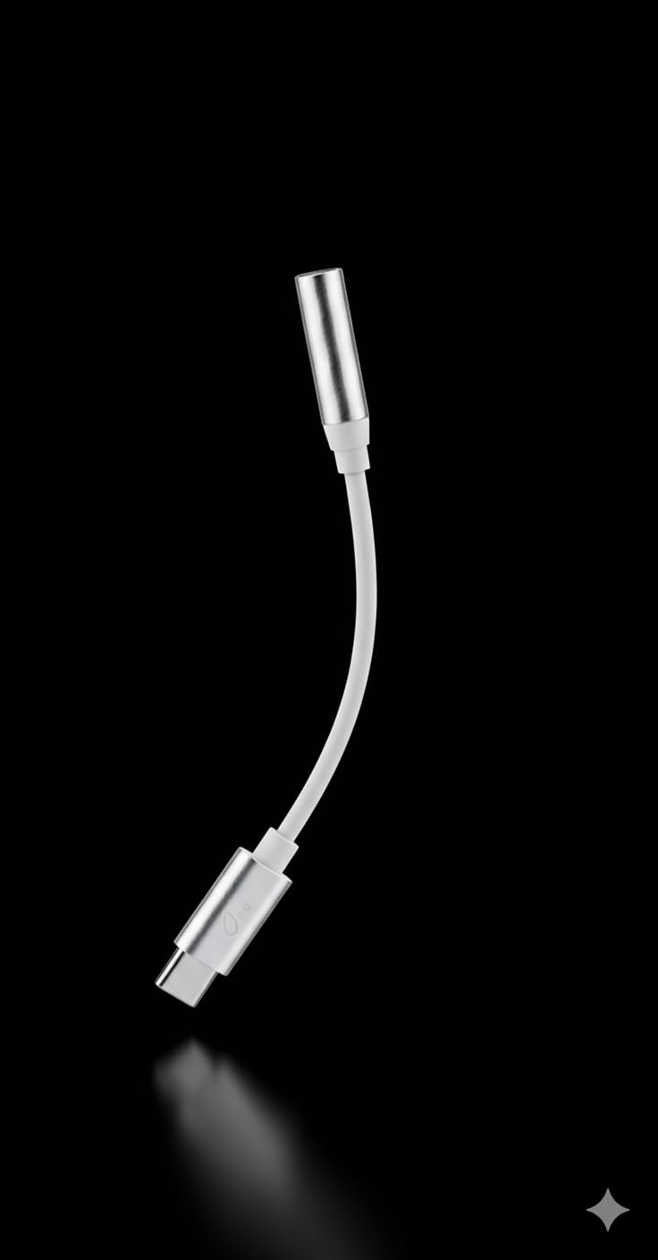 USB-C to 3.5mm Audio Adapter, Silver and White, Metal Construction, Flexible Cable Design, Digital Audio Converter-image-46