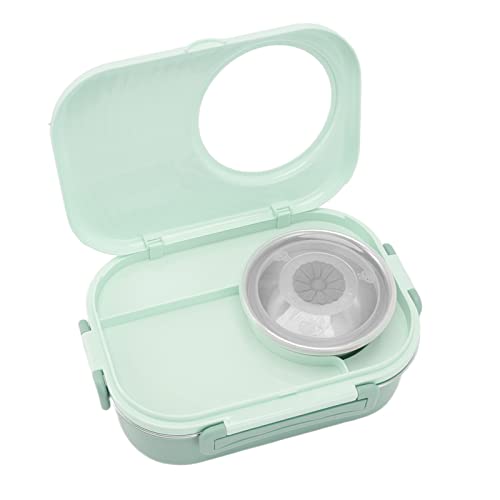 Caja de acero inoxidable doble capa de 1450ml verde contra derrames de comida 3