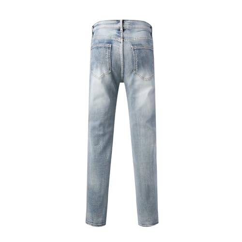Men's Distressed Straight Leg Denim Jeans for Casual Streetwear Comfortable Ripped Pants with Classic Fit4