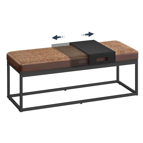 SONGMICS HOME LUIZ Collection - Ottoman Bench, Reversible Top, Shoe Bench with Small Removable...