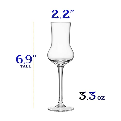 Crystal Limoncello Cordial Glasses | Set of 4 | Tall 3.3 oz Long Stemmed Spirit Glassware for Sipping Aromatic Liquor, After Dinner Drink, Aperitif, Digestive | Elegant Tulip Shaped Stemware - Image 3