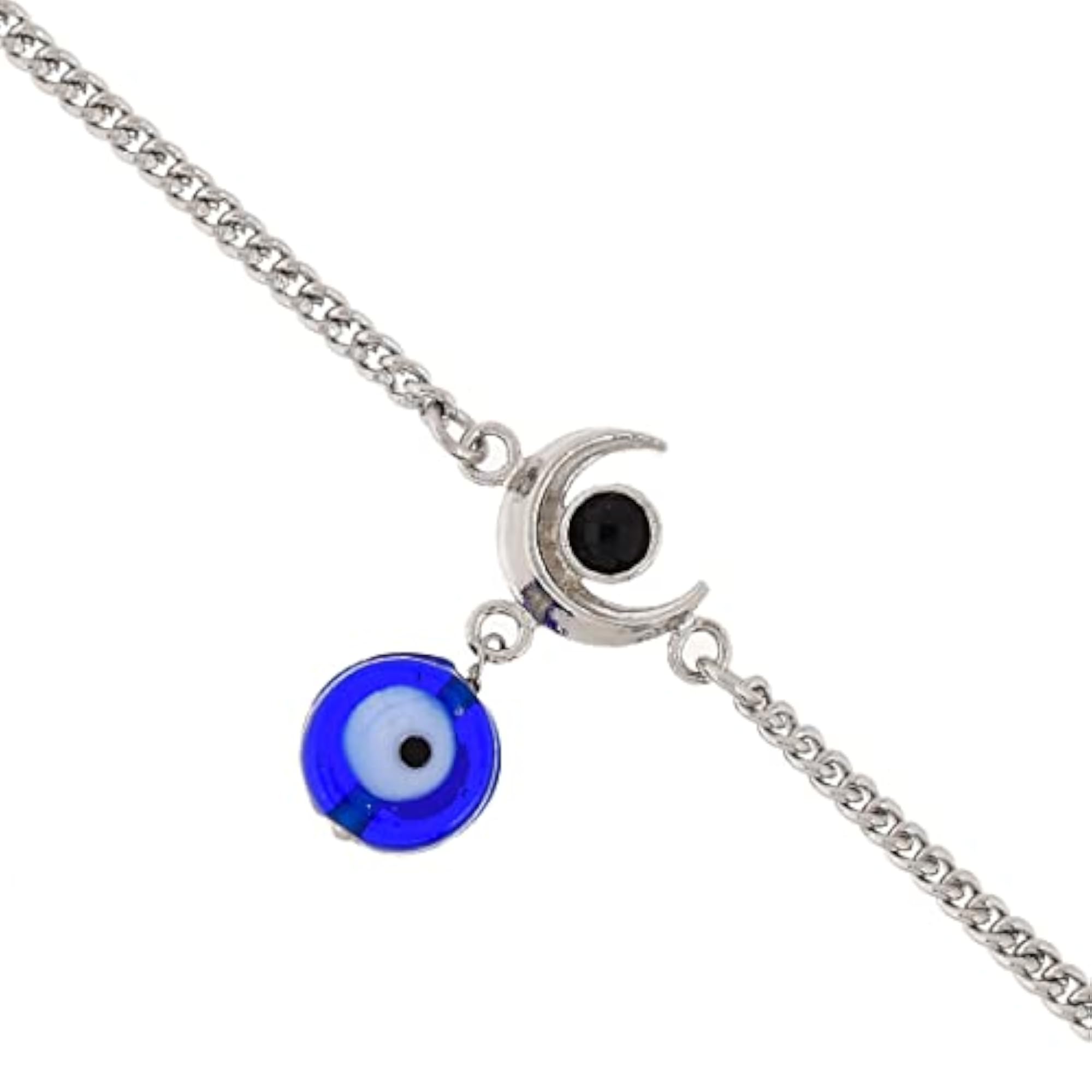 Evil Eye Hanging Bead Bracelet Shiva Moon Oxidized