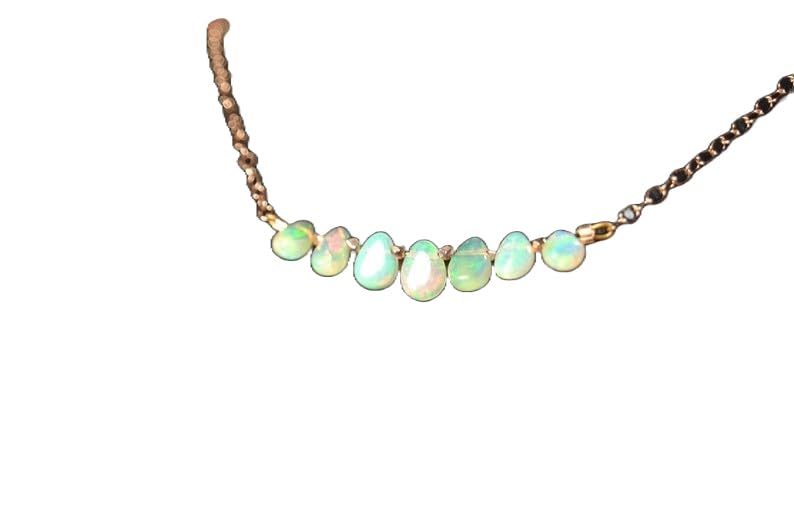 Quality Fire Ethiopian Opal Bar pear 6mm smooth 7inch Sterling Silver Stacking Beaded Bracelet, Simple Layering, Dainty Gemstone Bracelet, Fine Jewelry, Minimalist,