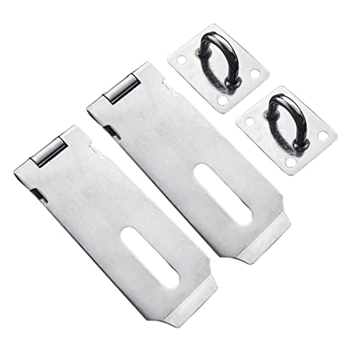 BUTIFULSIC 2pcs Door Lock Hasp Latch Safety Door Clasps Door Latches Hardwares Lock Latch for Door Padlock Latch Hasp Lock Door Latch Lock Folding Door Lock 201 Stainless Steel Silver