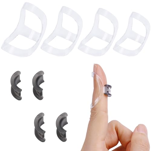 RonJea 8Pcs Clear Oval Finger Splints & Click-Lock Adjustment Kit 4 Graduated Finger Ring Splint & 4 Splint Adjustment Finger Braces for Arthritis Mallet Straightening Support (Size 8-11)