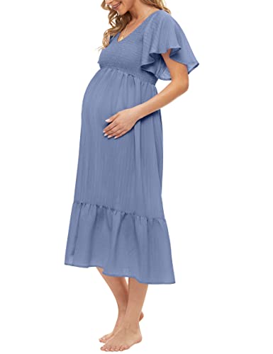Kim S Blue Maternity Dress, Baby Shower Dress Plus Size Maternity Dress Fall Maternity Dress Maternity Dress Casual Maternity Dress Summer (Blue Xxl) #TOP3