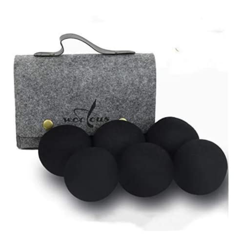 Woolous Black Wool Dryer Balls - Natural Fabric Softener, Reusable, Reduces Clothing Wrinkles and Saves Drying Time, Pack of 6