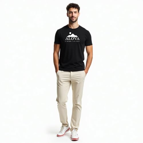 Image of ALOVA Trendy Men's Polyester Printed Round Neck T-Shirt - Soft, Breathable & Durable