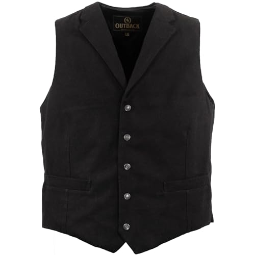 Outback Trading Company Men's Jessie Canvas 29829 Formal & Casual Western Snaps Closure Vest with Adjustable Back Slide Belt