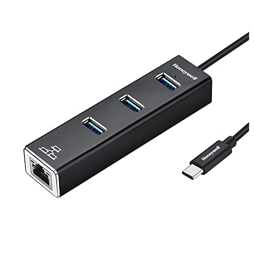 Honeywell 4-in-1 Type C 3.1 to USB 3.0 with RJ45 Gigabit Ethernet Adapter, 5GBPS Transfer Speed, 3x3.0 USB Ports, 1Gbps Bandwidth, Universally Compatible with Type C MacBooks, laptops, PCs, Tablets