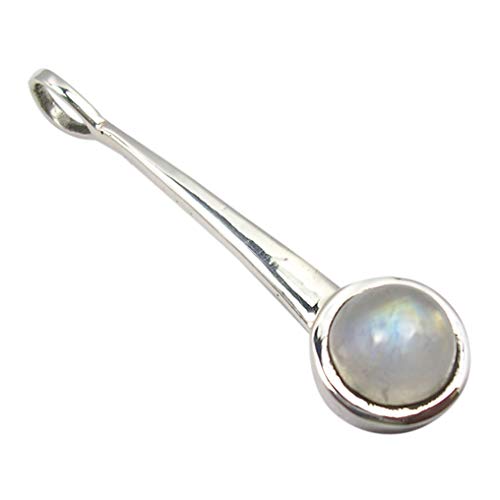 925 Solid Silver Rainbow Moonstone Pendant 1.6