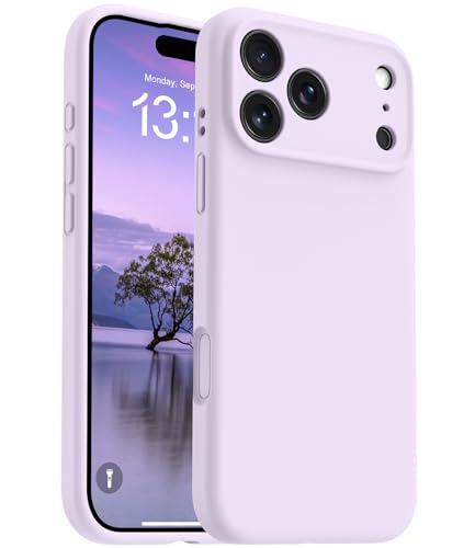 Coque silicone iPhone 17 compatible Magsafe OTOFLY mauve nuage anti-rayures