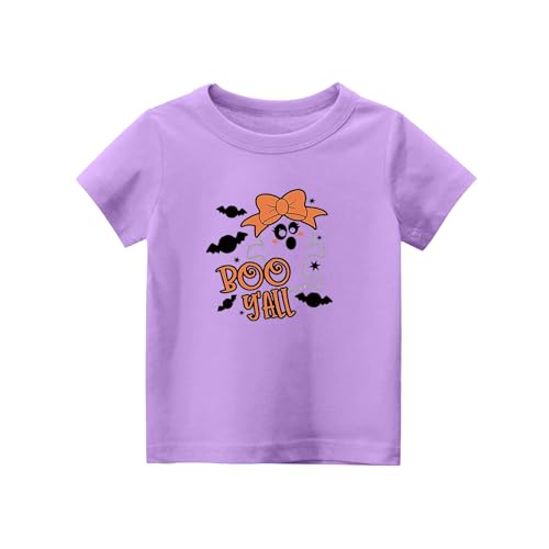 Girls Halloween Pumpkin Face T-Shirt Soft Short Sleeve Top Cute Holiday Fall Outfit Casual Comfortable Tee2