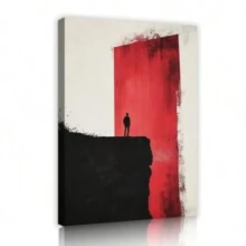 Peintures de personnages homme debout sur falaise affiche rouge noir blanc 80x120cm