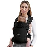 Baby Carrier (7–44 lbs), Soft Breathable Double-Shoulder Carrier with Adjustable Support, Ergonomic Design for Hip Positioning, Comfort Waist Support, Lightweight Hands-Free Baby Carrier (Black)