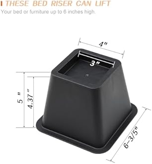 Ihomepark Bed Risers 4 Inch Heavy Duty, Square Furniture Frame Lift for Couch, Chair, Desk, Sofa and Bunk Bedpost, Set of 8
