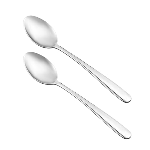 Image of Culinex 18 /8 Premium Stainless Steel 8.2 inch Serving Spoon Set of 2, Dora| All Purpose Kitchen Serving Spoon, Silver Rustproof Dishwasher Safe Serveware, Tableware By thinKitchen