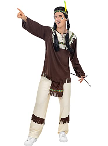 Funidelia | Déguisement Indigène pour homme Indigènes, Cowboys, Western - Déguisement pour Adultes et accessoires pour Halloween, carnaval et fêtes. - Taille L - Marron