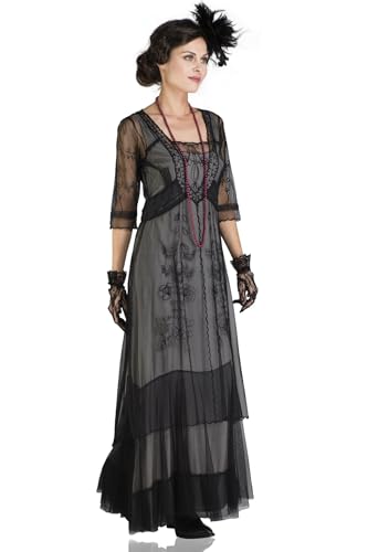 Nataya CL-201 Women's 1920s Edwardian Victorian Vintage Style Wedding Party Dress in Black2