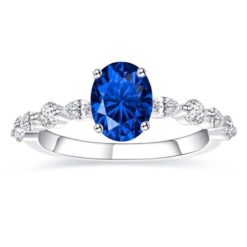 1.5ct Oval Cut Engagement Ring for Women White Gold Plated Silver Cubic Zirconic Engagement Ring CZ Wedding Ring for Women Promise Rings Band Width 2.2mm Size 5-9