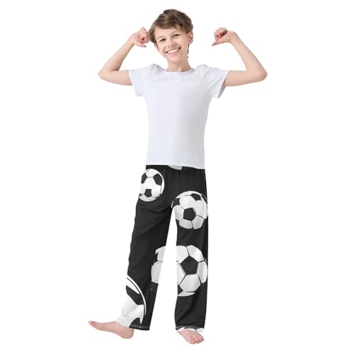 Soccer Ball Pattern Boys Long Pants Soft Trousers Elastic Waist Kids Lounge Bottoms with Pockets S-XL3