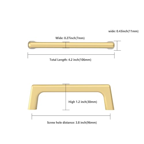 Image of Asidrama 6 Pack 3.75 Inch(96mm) Gold Cabinet Pulls Cabinet Handles Cupboard Handles Kitchen Cabinet Hardware for Cupboard Drawer Pulls