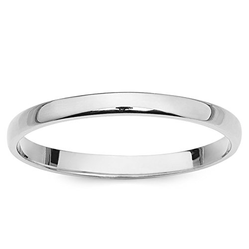 10k White Gold 2mm Light Comfort Fit Plain Wedding Band
