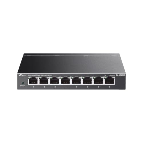 Image of TP-Link 8 Port Gigabit Easy Managed Switch, VLAN, Auto Loop Prevention, IGMP Snooping, Fanless, Managed by Omada, Durable Metal w / Shielded Ports(TL-SG208E)