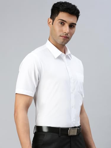 Image of RAMRAJ COTTON Mens Cotton Rich Solid Half Sleeve Shirt