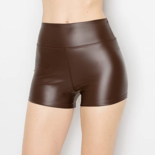 Image of ALWAYS Faux Leather Shorts - High Waist Active Stretch Yoga Short Pants for Women