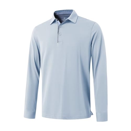 Image of Men's Business Long and Short Sleeve Polo Shirts Mercerized Cotton Blend Casual Stylish Collared Shirts