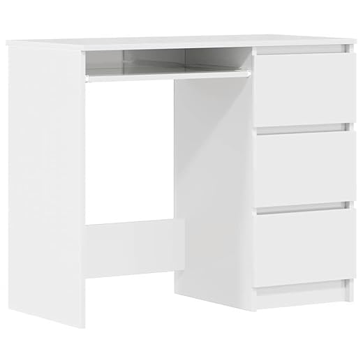 vidaXL Schreibtisch mit 3 Schubladen Computertisch Bürotisch Arbeitstisch Laptoptisch PC Tisch Büromöbel Hochglanz-Weiß 90x45x76cm Holzwerkstoff