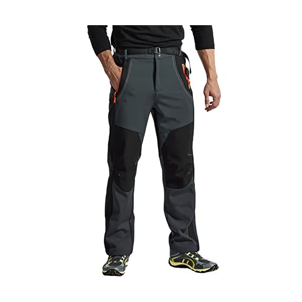 JHMORP Men's Snow Ski Pants Waterproof Softshell Insulated Fleece Lined Winter Work Fishing Outdoor Hiking Pants with Belt (Cool Gray,CA L) - Image 4