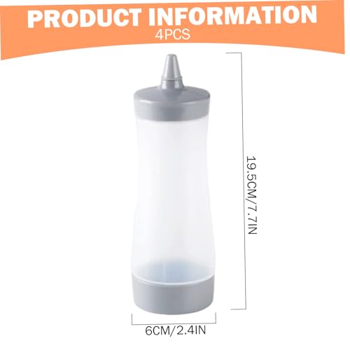 Botellas de condimentos para salsas de 350ml en un práctico pack de 4 piezas transparentes 4