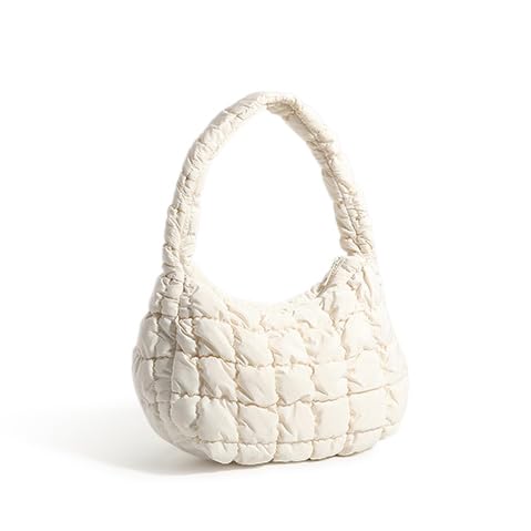 Image of Puffer Underarm Handbag For Women, Small Cute Designer Hobo Bag, Quilted Padding Bags, Soft Nylon Puffy Purse