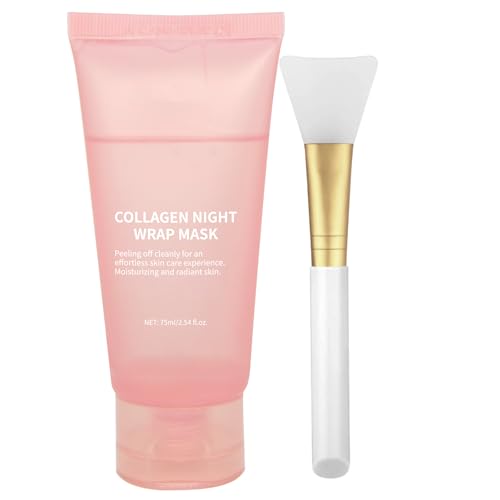 fitbuter Collagen Overnight Wrapping Peel Off Facial Mask with Jelly Brush, Skin Hydration & Firming & Glowy, Improve Sagging & Dullness, Korean Skincare(75ml, 2.54 fl.oz)