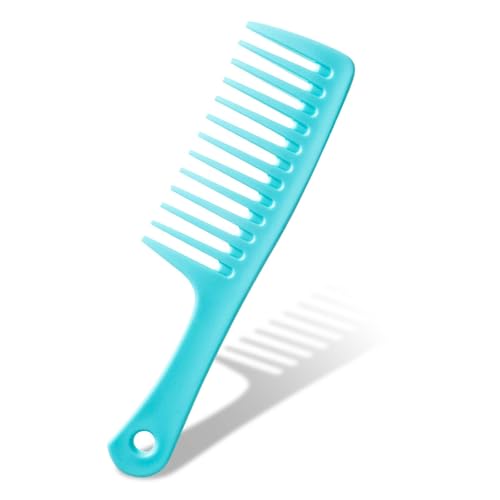Funalix Peine de Peluquero, Peine de Dientes Anchos Antiestático y Resistente al Calor para Desenredar Cabello Largo, Húmedo o Rizado (Azul)
