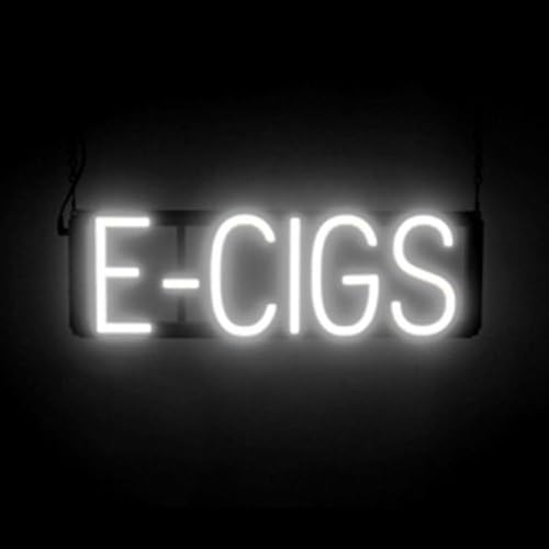 Image of SpellBrite E-CIGS Sign | Smoke Shop-Related Sign with Neon Look, White LED Light Source | 20.1 inch x 6.3 inch