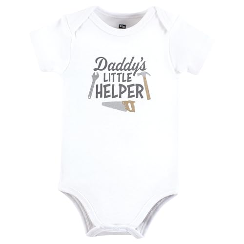 Hudson Baby Unisex Baby Cotton Bodysuits, Daddys Helper Tools, 0-3 Months - Thumbnail 3