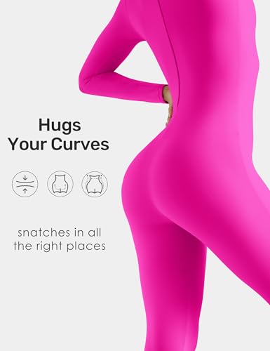 Image of speerise Women Bodysuit Rompers Long Sleeve Jumpsuits Leotards One Piece Tummy Control Yoga Workout Outfits