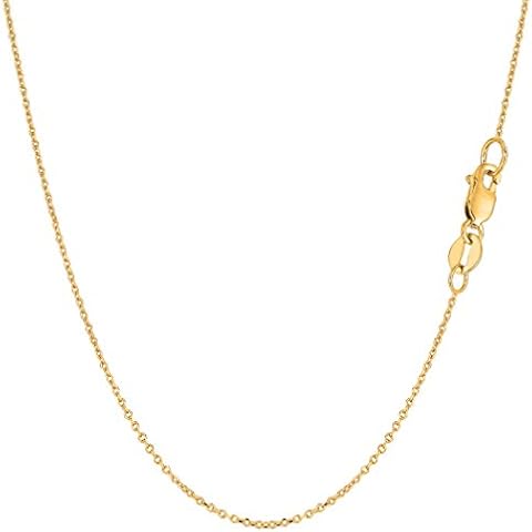 Jewelry Affairs 14k Yellow Real Gold Cable Link Chain Necklace, 0.8mm, 18" Cover