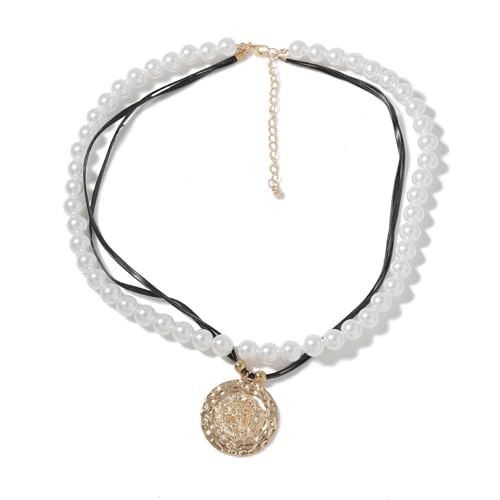 Chaîne pour hommes avec pendentif relief simple et perles
